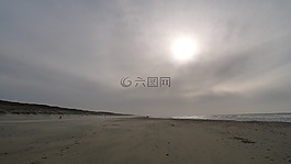 冬天,海滩,海