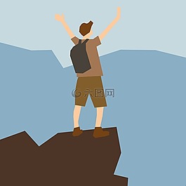 徒步旅行,男子,山