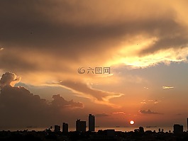 日落,云,天空