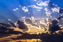 日落,天空,云