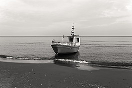 海灘,海,船