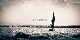 湖,小船,船帆