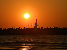 日落,海,soltse