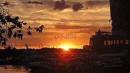 日落,rechnoy vokzal,游艇
