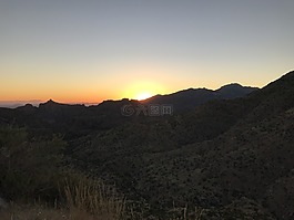 山,日落,陰影