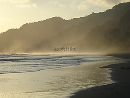 海,海灘,abendstimmung
