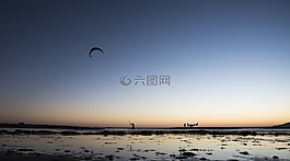 風(fēng)箏沖浪,速率,日落