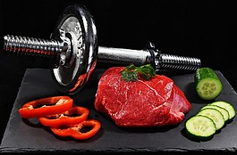 肉,啞鈴,黃瓜