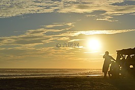 日落,太陽,沙