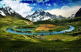山,天空,云