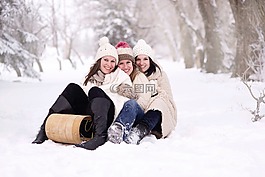 雪,婦女,快樂