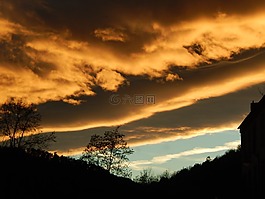 天空,日落,陰影