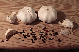 大蒜,胡椒,木