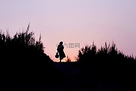 側(cè)影,日落,景觀