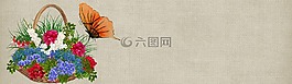 花,蝴蝶,旗幟