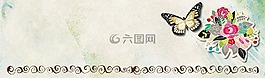 花,蝴蝶,旗幟