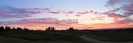 全景,日落,景觀