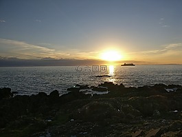 蘇格蘭,海,日落