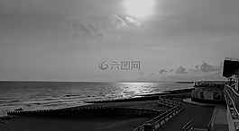 晚上,天空,海