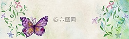 花,蝴蝶,旗幟