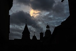 夜,村,天空
