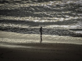 海,海灘,景觀