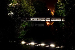 橋,夜,路燈