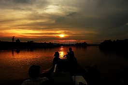 日落,河,亞馬遜