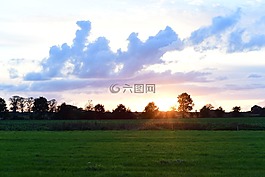 光,日落,晚上