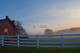 日出,農(nóng)場(chǎng),籬笆