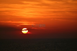 日落,余輝,海