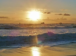 日落,海洋,abendstimmung