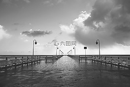 木橋,碼頭,水