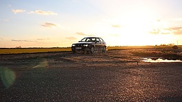 車,日落,車輛