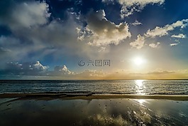 岸,太陽,海灘