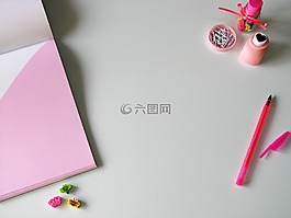 辦公桌,白,粉紅色