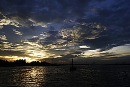 天空,海灘,云
