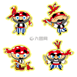 不干胶标签,海盗,鹦鹉