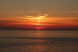 日落,海,景觀
