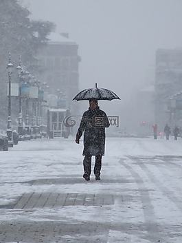 馬德里雪,雪走,男子傘