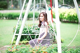 女孩,擺動,游樂場