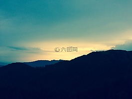 日落,天空,印度
