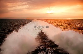 一天,日落,海洋