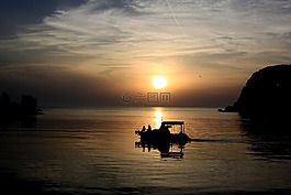 日落,景觀,海洋