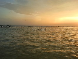 日落,天空,海