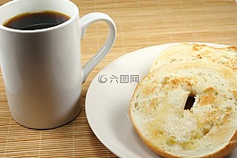 咖啡,面包圈,早餐