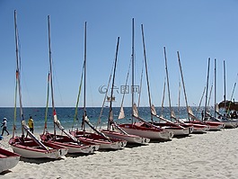 船,海灘,夏天