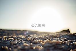 日落,晚間,海灘