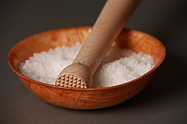 碗里,鹽,木