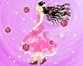 婦女,年輕婦女,連衣裙